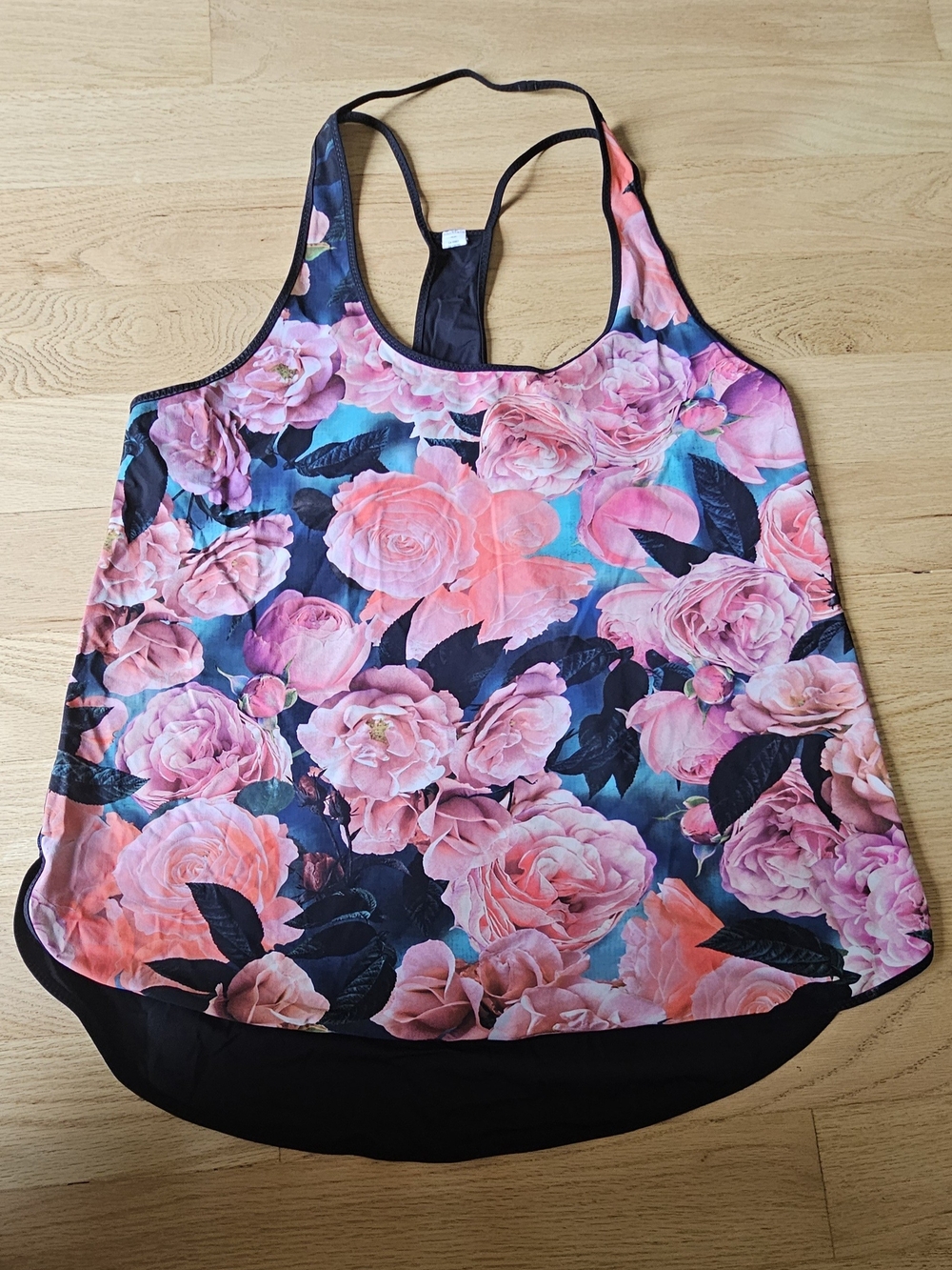Floral Racerback Tank Top - Pink Rose Print